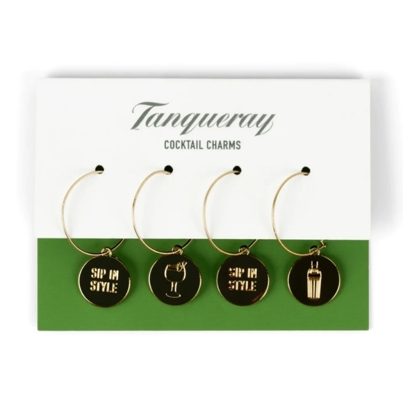 TANQUERAY Golden Cocktail Charms Stemmed Drink Glassware Whine Glass Accessory - Picture 1 of 9